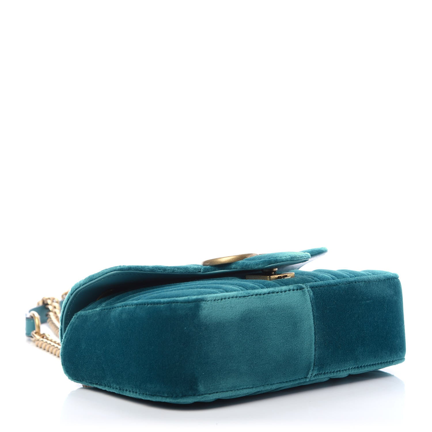 Gucci Velvet Matelasse Mini GG Marmont Shoulder Bag Pavone Cyan 4 of 11