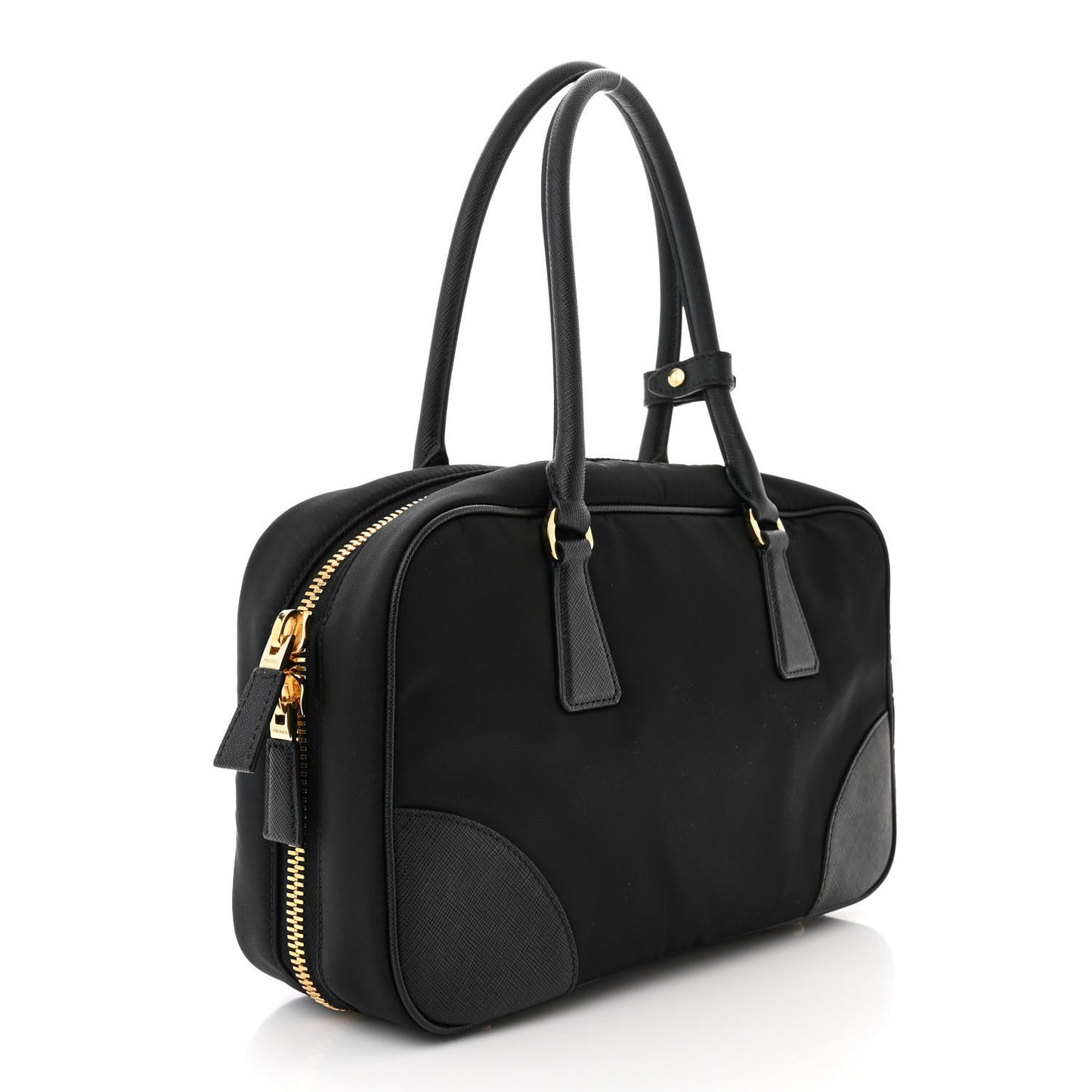 Re-Nylon Saffiano Large Re-Edition 1978 Two Handle Bag Black