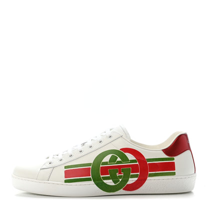Gucci Calfskin Interlocking G Mens New Ace Sneakers 11.5 White Red Flame Green 1 of 4