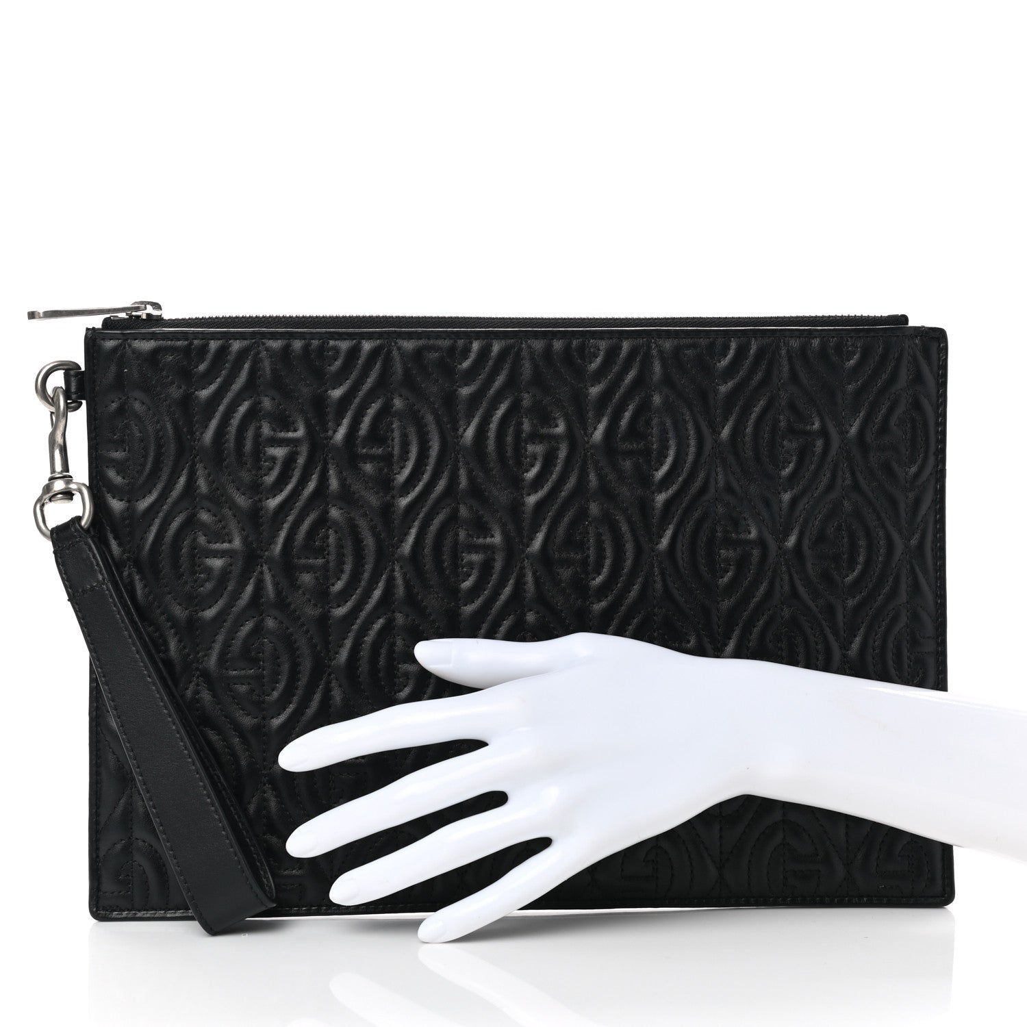 Gucci Calfskin G Rhombus Quilted Documents Holder Black 2 of 7