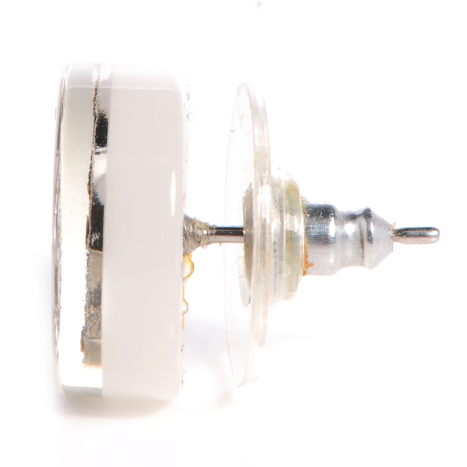 Chanel Resin Crystal CC Earrings White 3 of 5