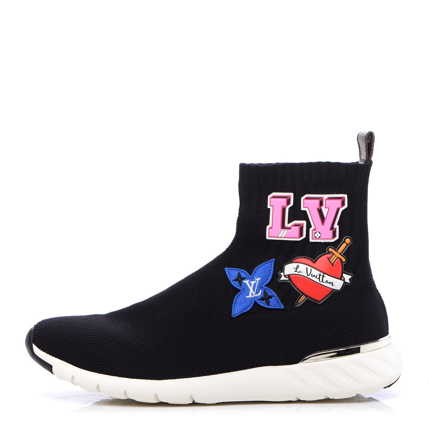 Stretch Fabric LV Black Heart Sock Sneaker 42 Black