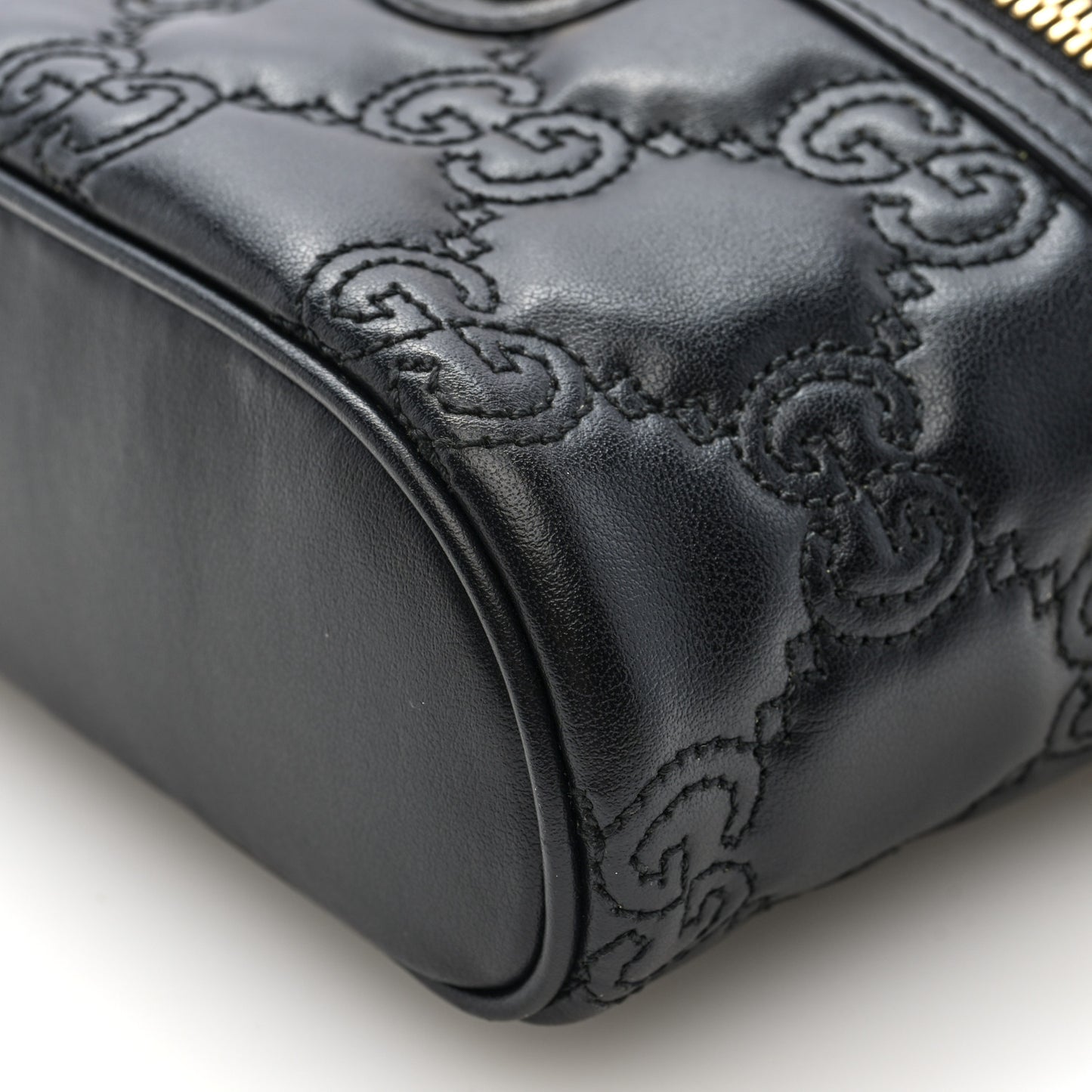Calfskin GG Matelasse Mini Top Handle Bag Black