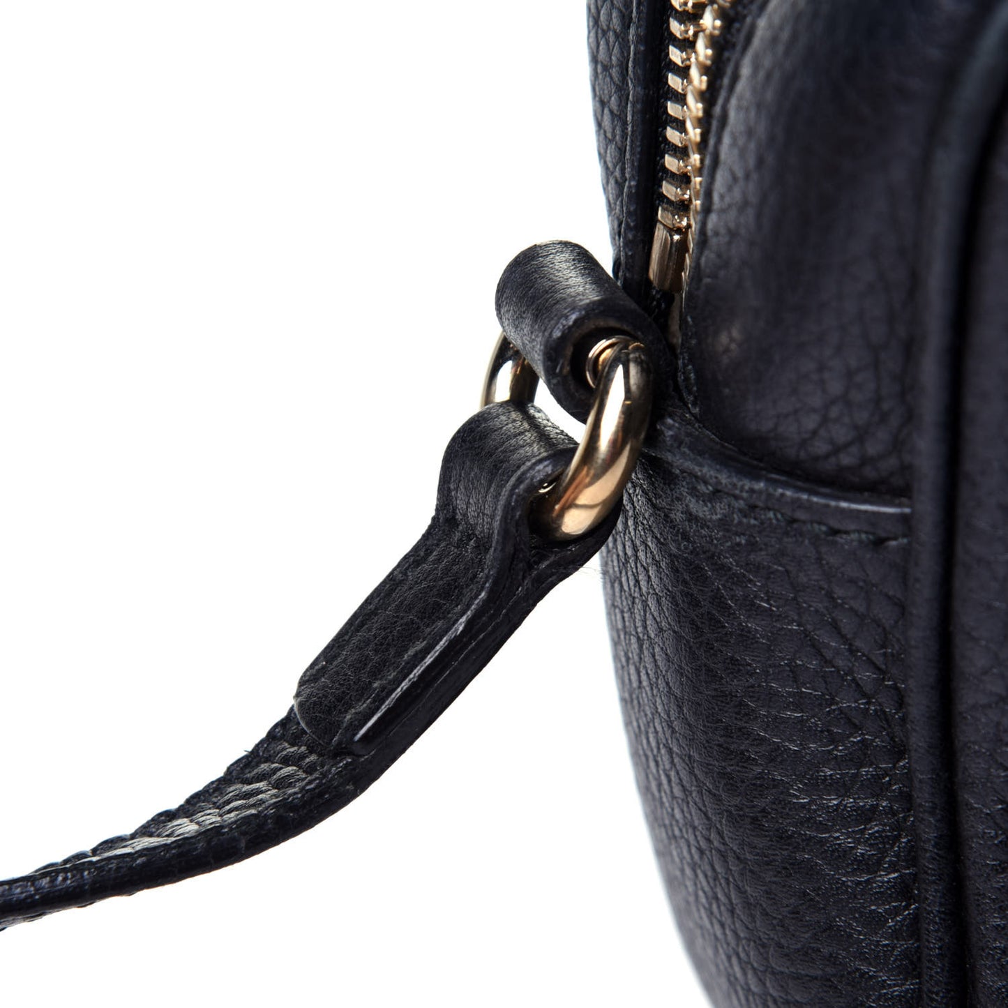Pebbled Calfskin Small Soho Disco Bag Black