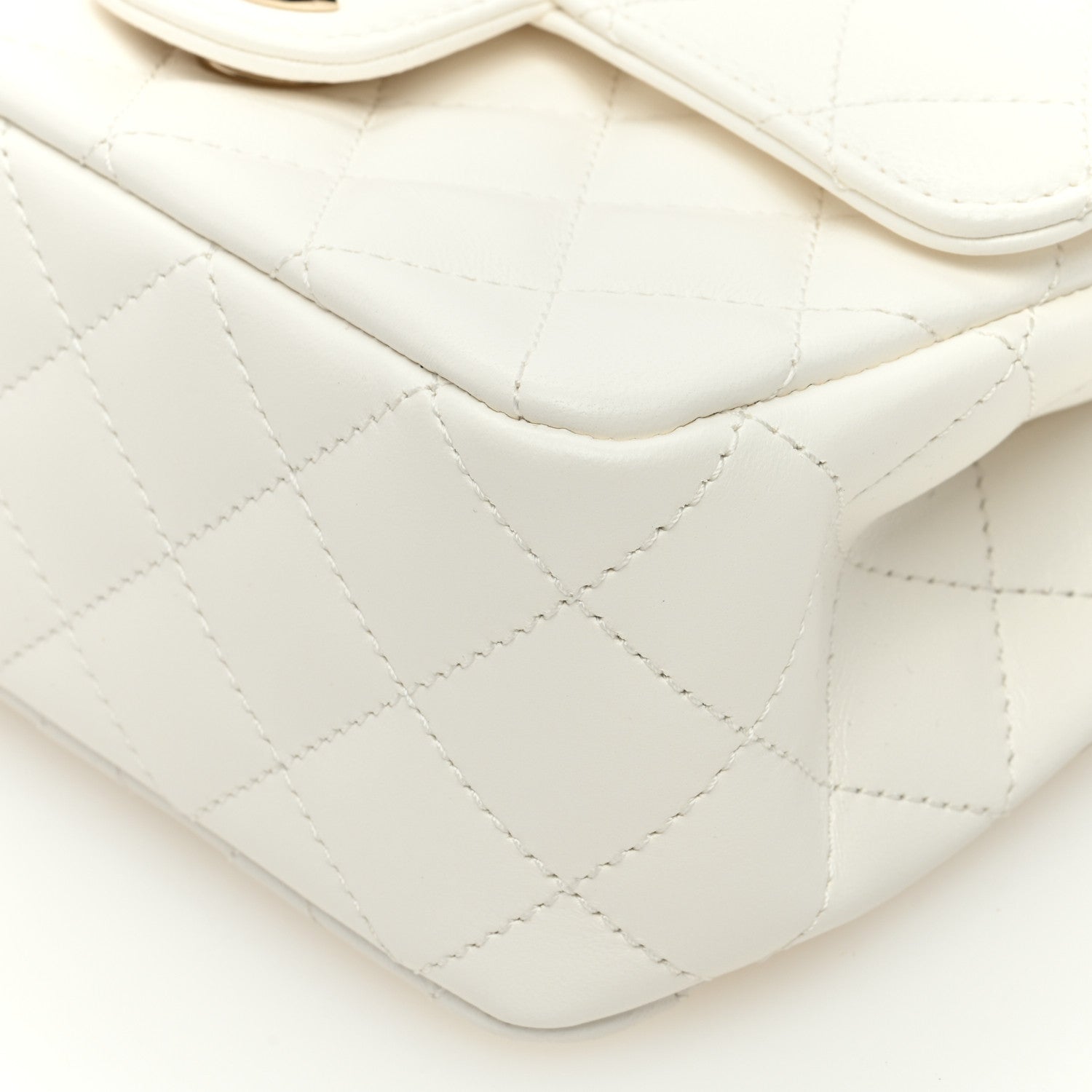 Chanel Lambskin Quilted Mini Crystal Top Handle Rectangular Flap White 10 of 11