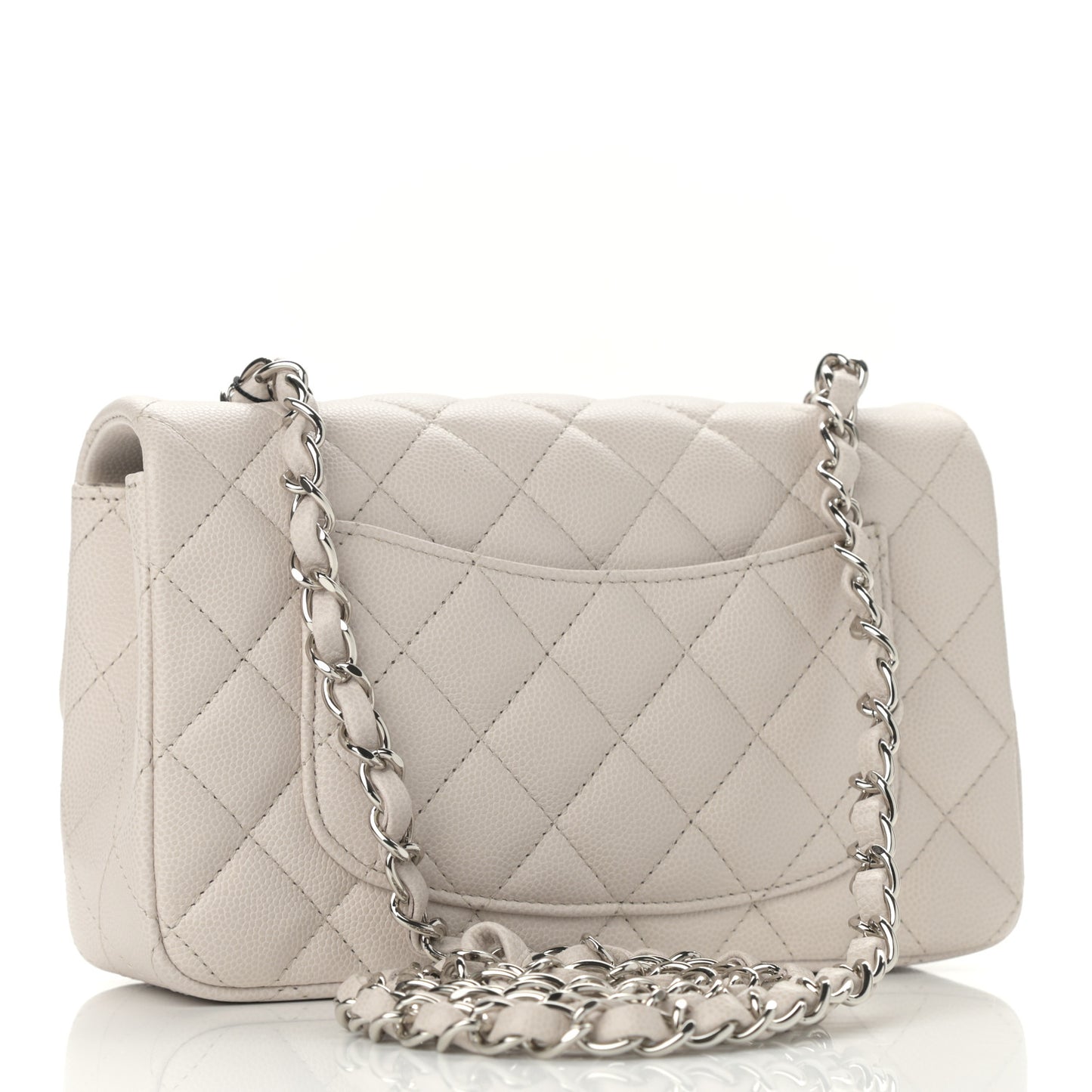 Caviar Quilted Mini Rectangular Flap Ivory