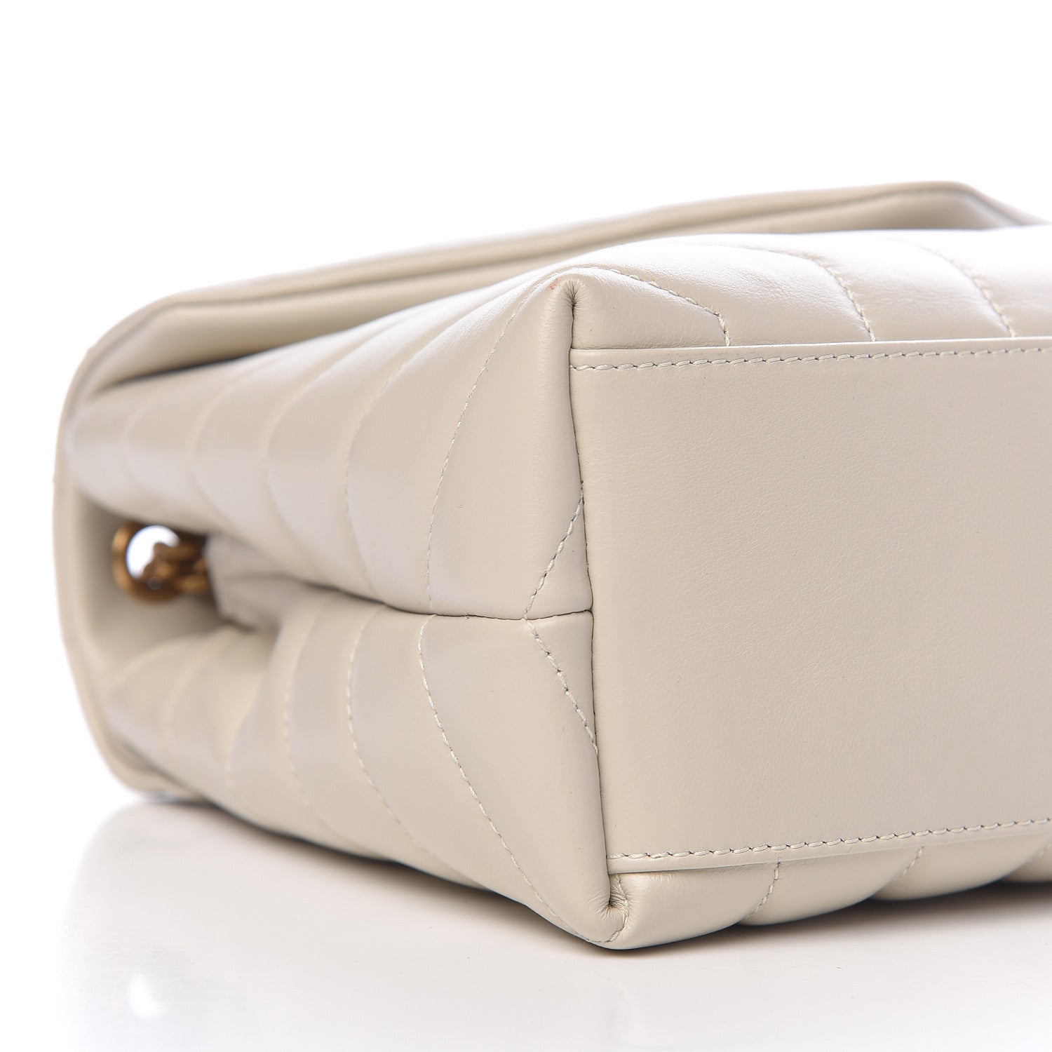 Saint Laurent Calfskin Y Quilted Monogram Small Loulou Chain Satchel Ivory 5 of 10