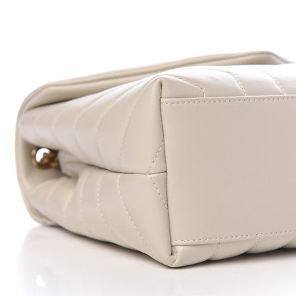 Saint Laurent Calfskin Y Quilted Monogram Small Loulou Chain Satchel Ivory 5 of 10