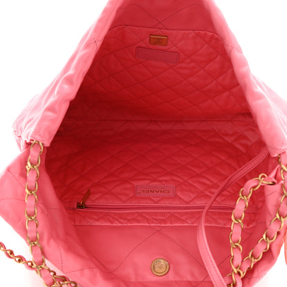 Chanel Shiny Calfskin Quilted Chanel 22 Drawstring Bag Coral Pink 5 of 10