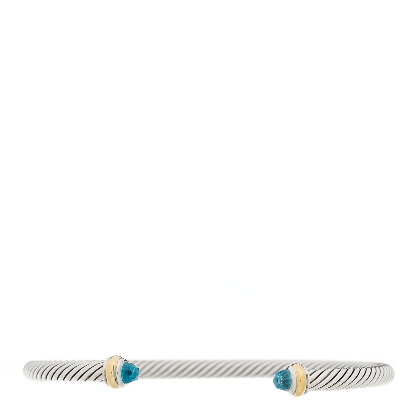 Sterling Silver 18K Yellow Gold Blue Topaz 4mm Cable Classics Bracelet
