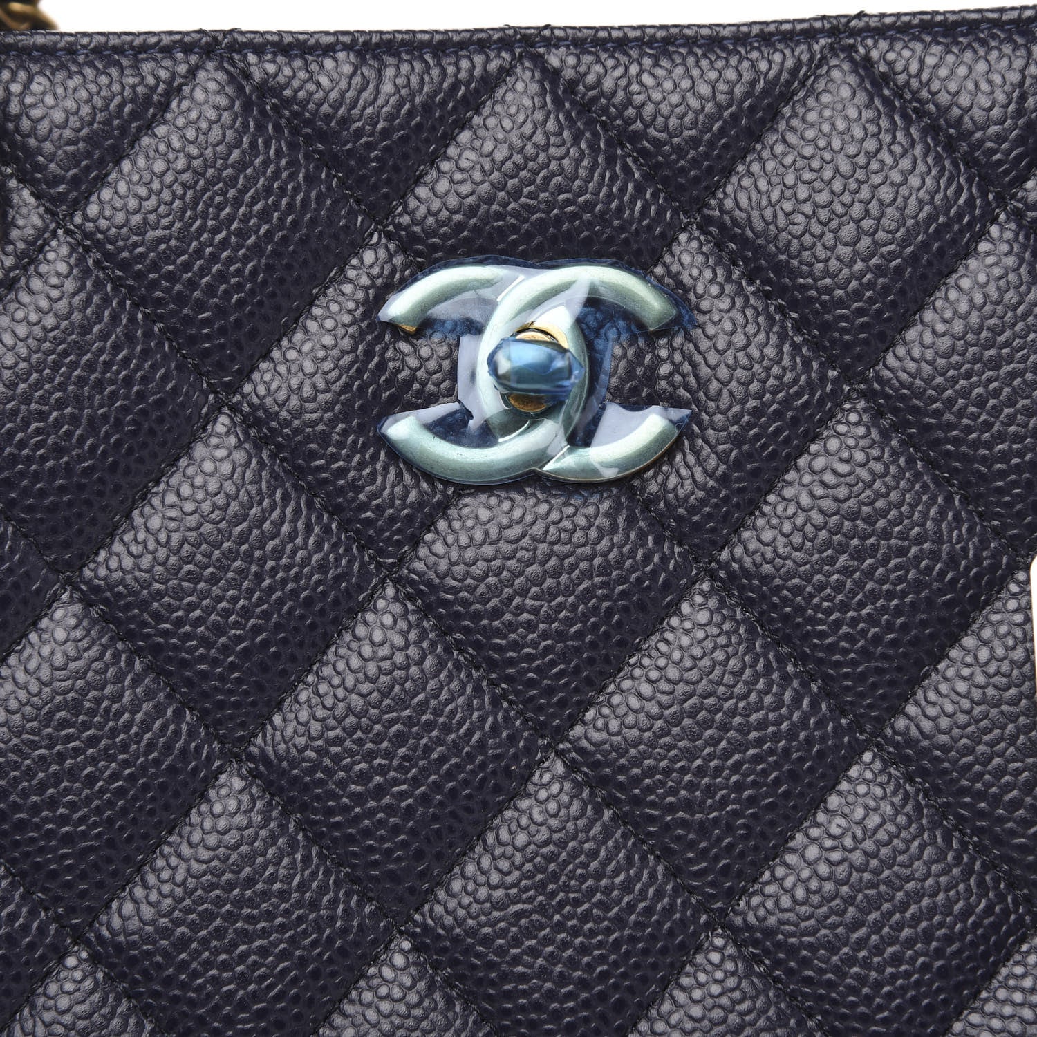 Chanel Caviar Quilted Large CC Shopping Tote Navy 10 of 11