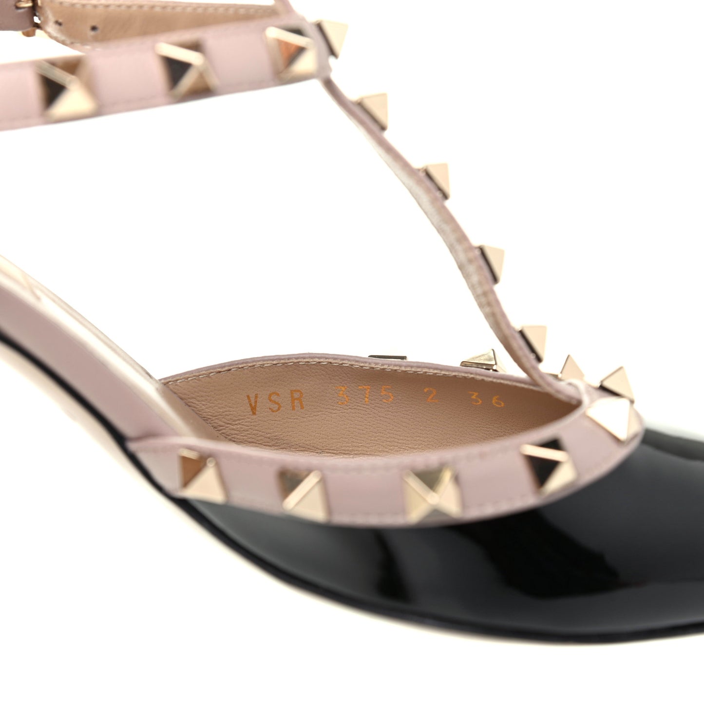 Patent Nappa Rockstud Ankle Strap 65mm Pumps 36 Black Poudre