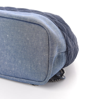 Chanel Denim Medallion Quilted Drawstring Bag Blue 8 of 9