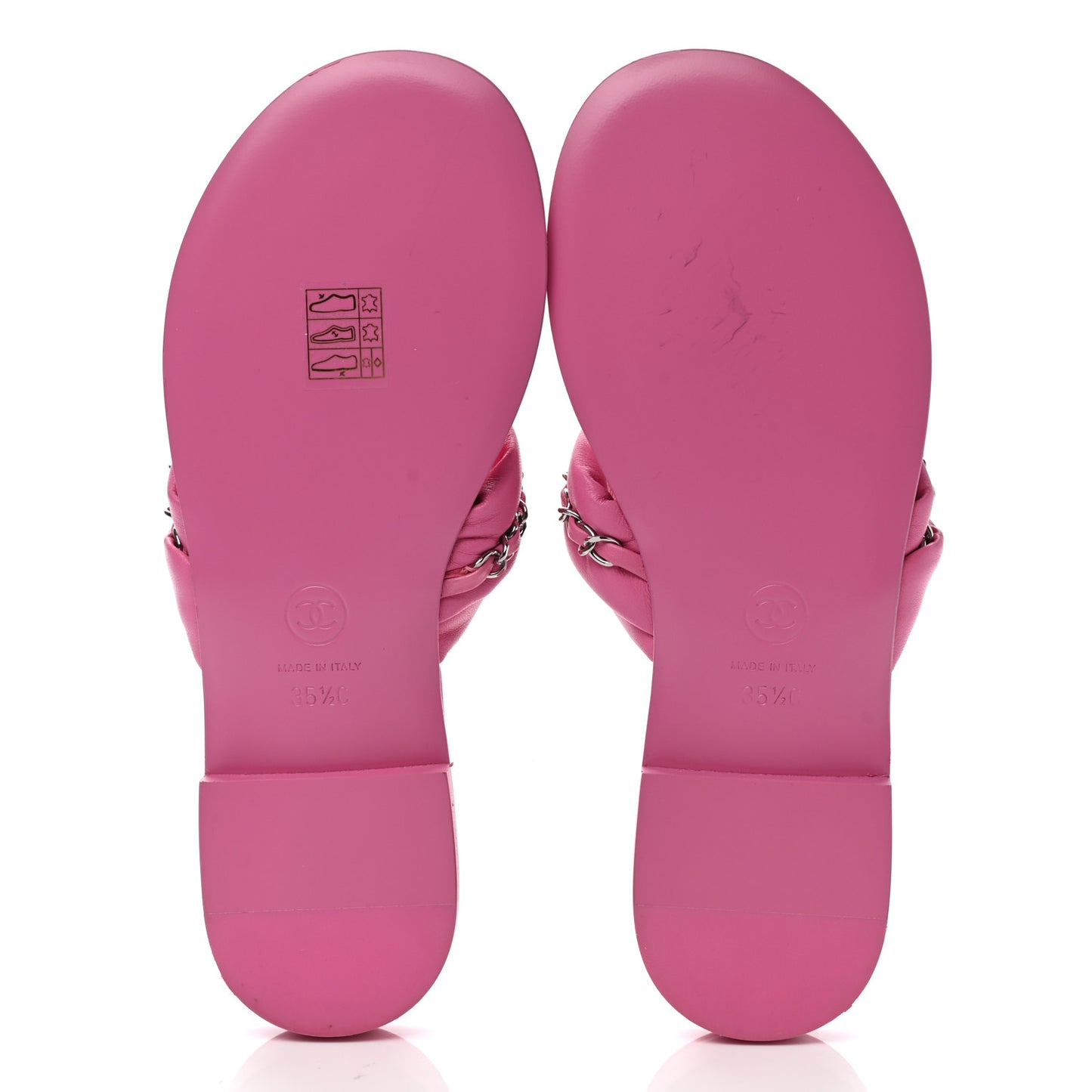 Lambskin Chain Thong Sandals 35.5 Fuchsia