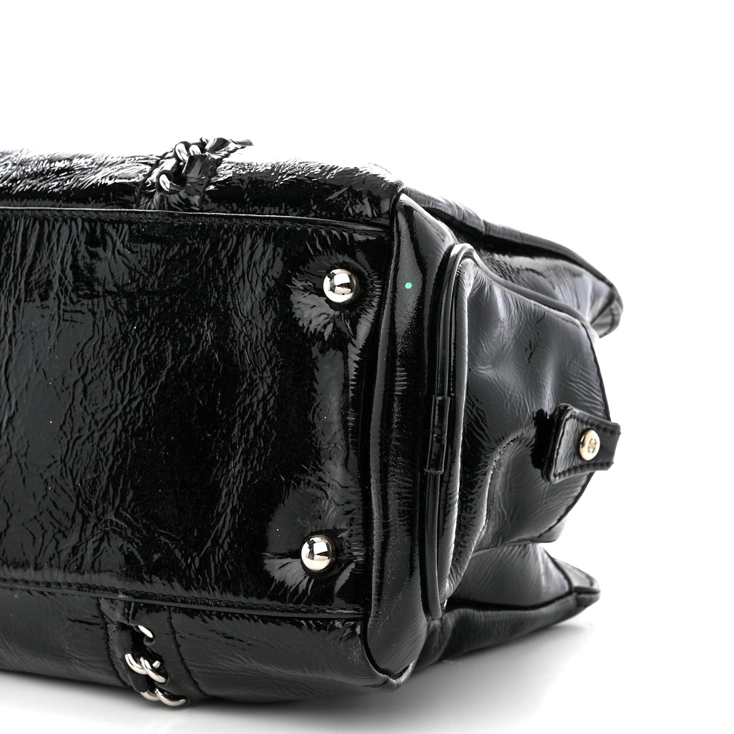 Patent Calfskin Small Luxe Ligne Tote Black