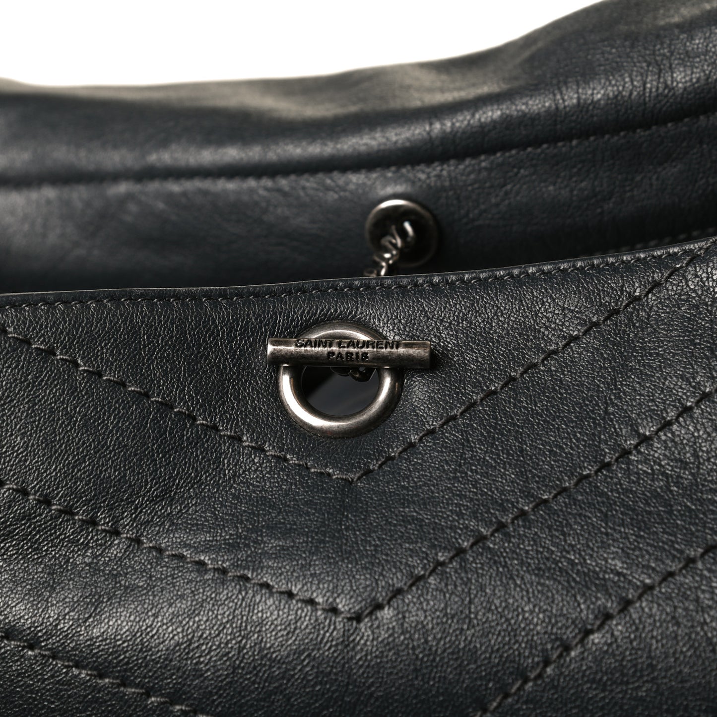 Vintage Lambskin Chevron Monogram Medium Nolita Dark Smog
