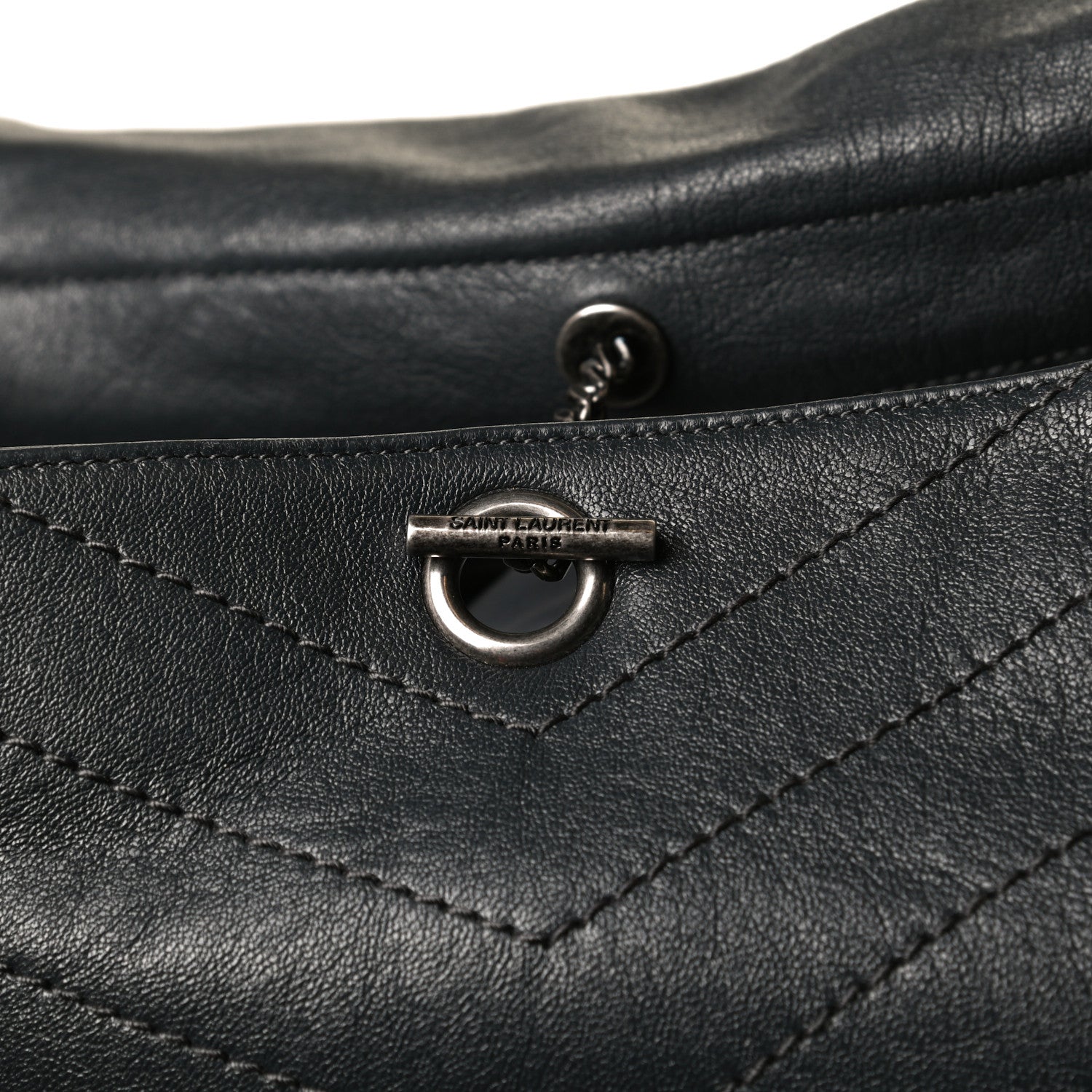 Saint Laurent Vintage Lambskin Chevron Monogram Medium Nolita Dark Smog 13 of 13