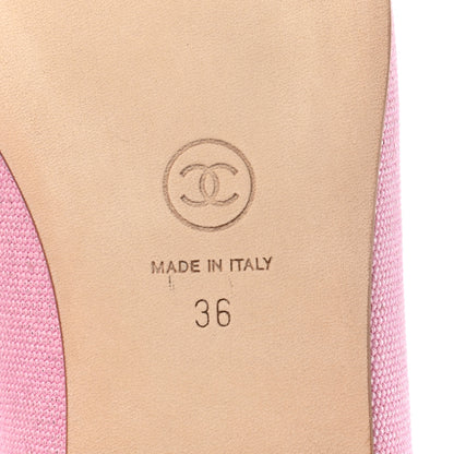 Chanel Iridescent Fabric Lambskin Cap Toe Ballerina Flats 36 Pink Light Grey 6 of 9