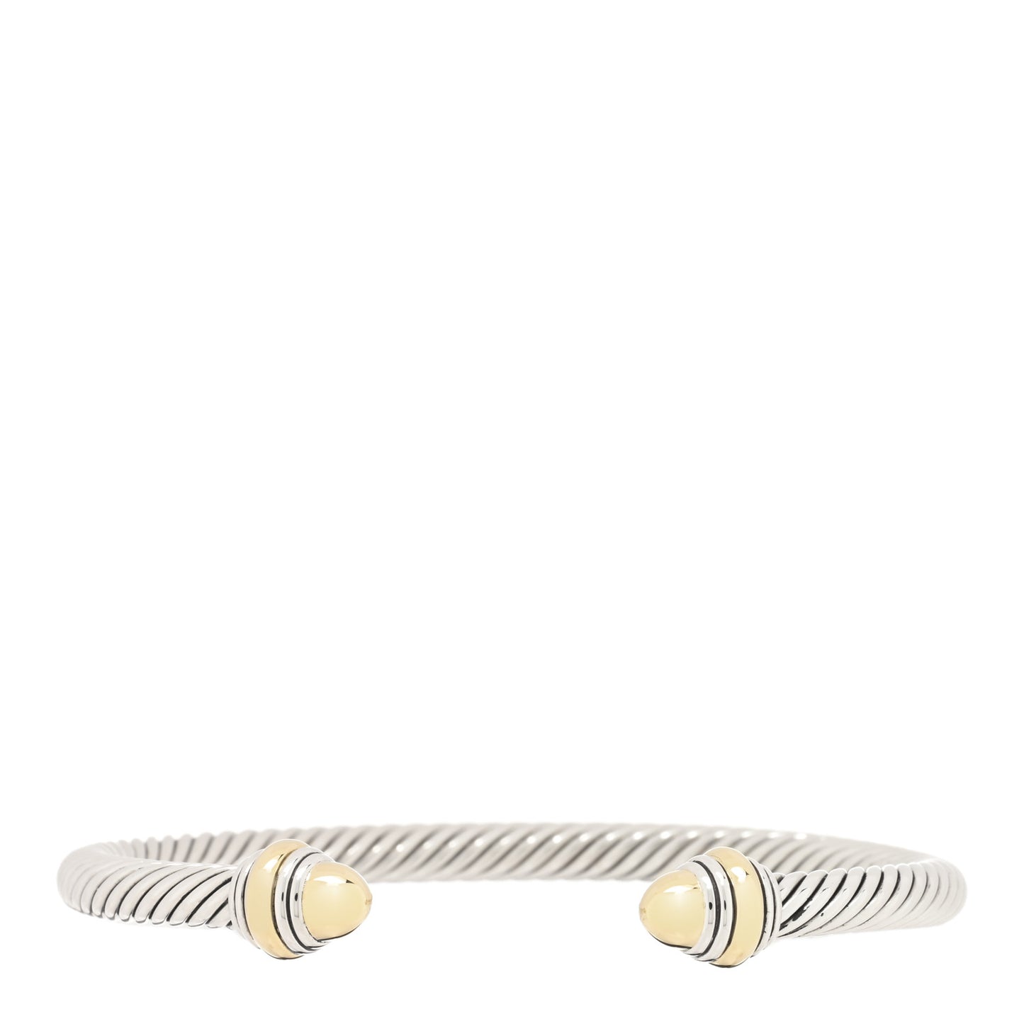 Sterling Silver 14K Yellow Gold 5mm Cable Classics Dome Bracelet