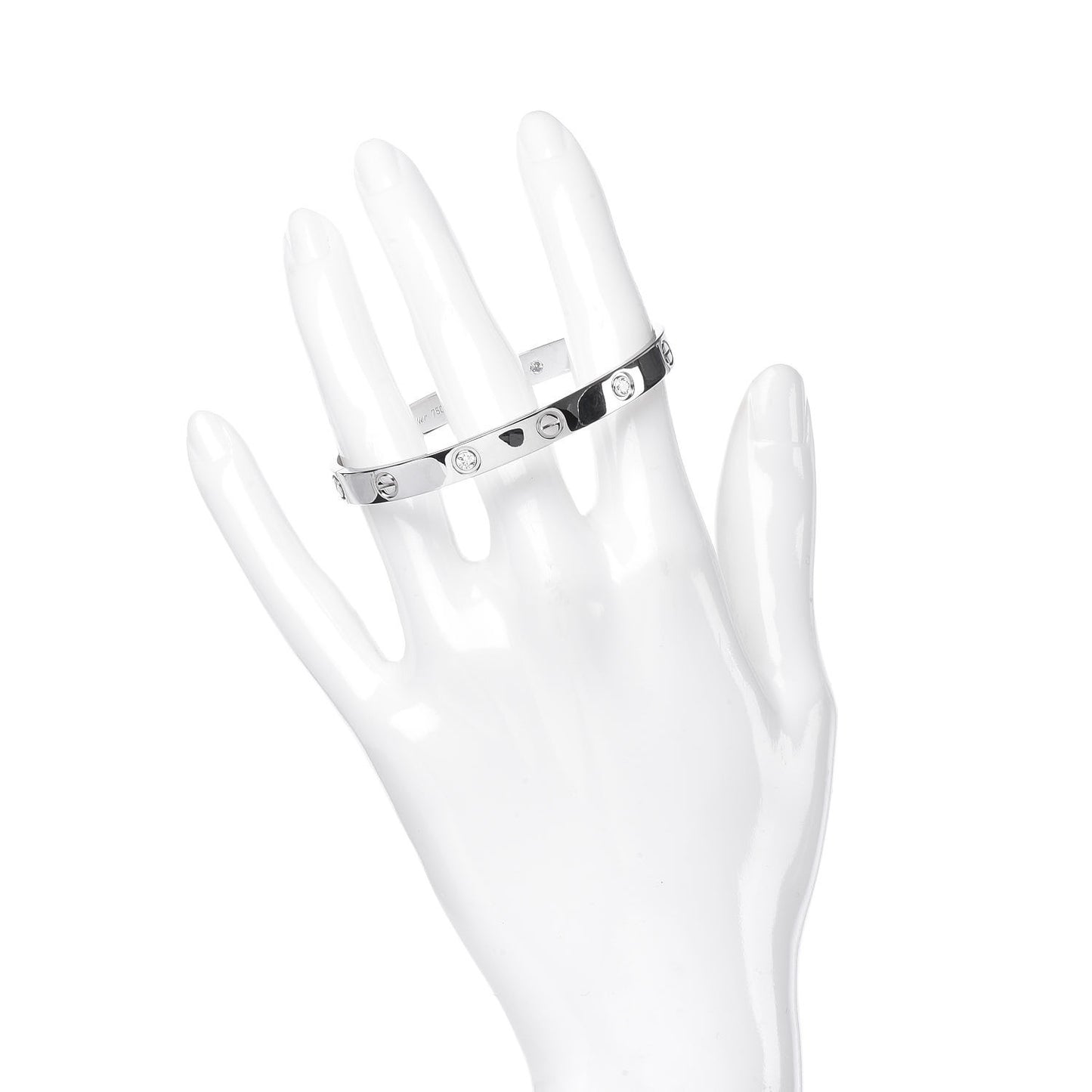 18K White Gold 4 Diamond LOVE Bracelet 17