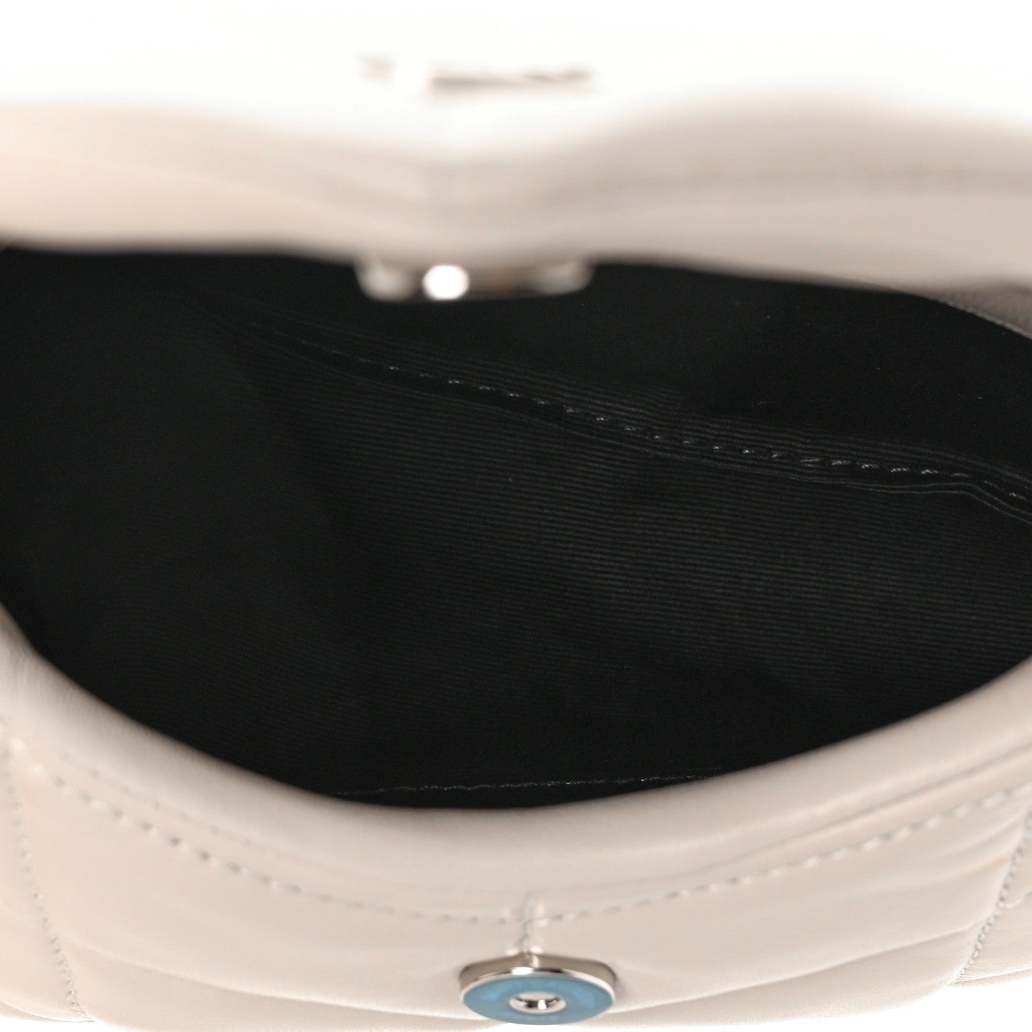 Saint Laurent Lambskin Monogram Loulou Puffer Pouch Clutch Crema Soft 6 of 9