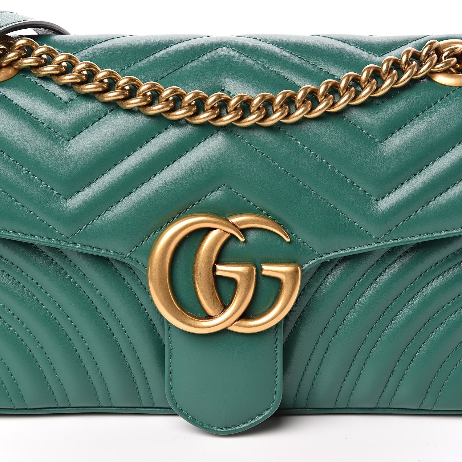 Gucci Calfskin Matelasse Small GG Marmont Shoulder Bag Emerald Green 10 of 10