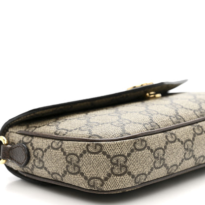 Gucci GG Supreme Monogram Textured Dollar Calfskin Web Mini Ophidia Envelope Shoulder Bag Beige Ebony New Acero 10 of 11