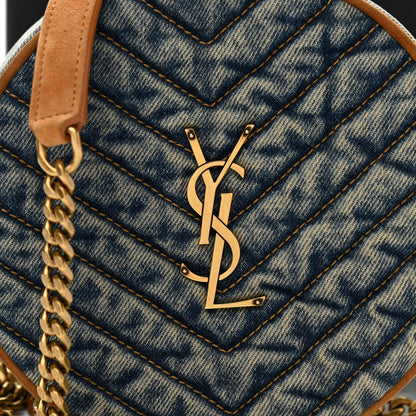Saint Laurent Denim Quilted Monogram Round Crossbody Bag Rodeo Blue 8 of 11