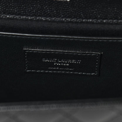 Saint Laurent Grain De Poudre Textured Mixed Matelasse Triquilt Medium Monogram Satchel Black 6 of 8