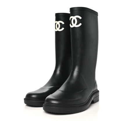 Chanel Caoutchouk CC High Boots 40 Black 4 of 10