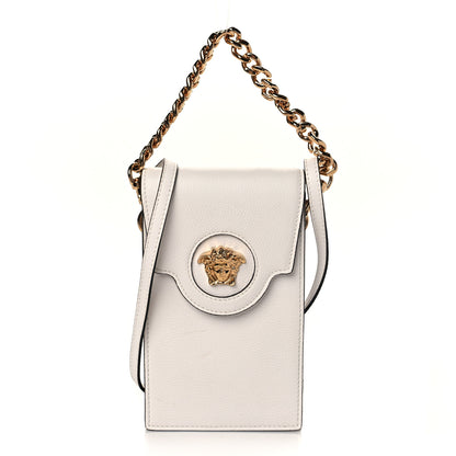 Versace Calfskin La Medusa Chain Crossbody Phone Pouch White 1 of 9