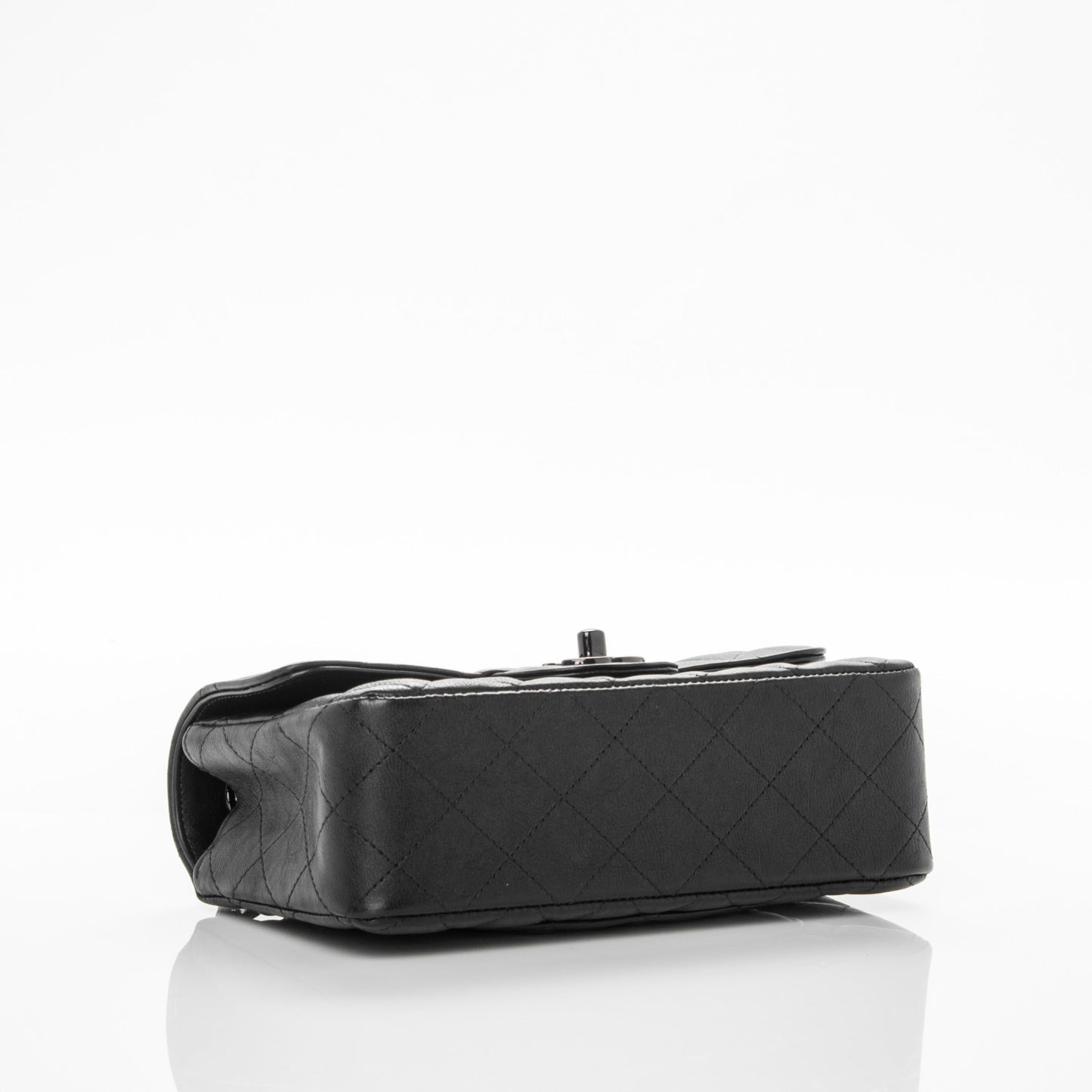 Crumpled Calfskin Quilted Mini Rectangular Flap So Black