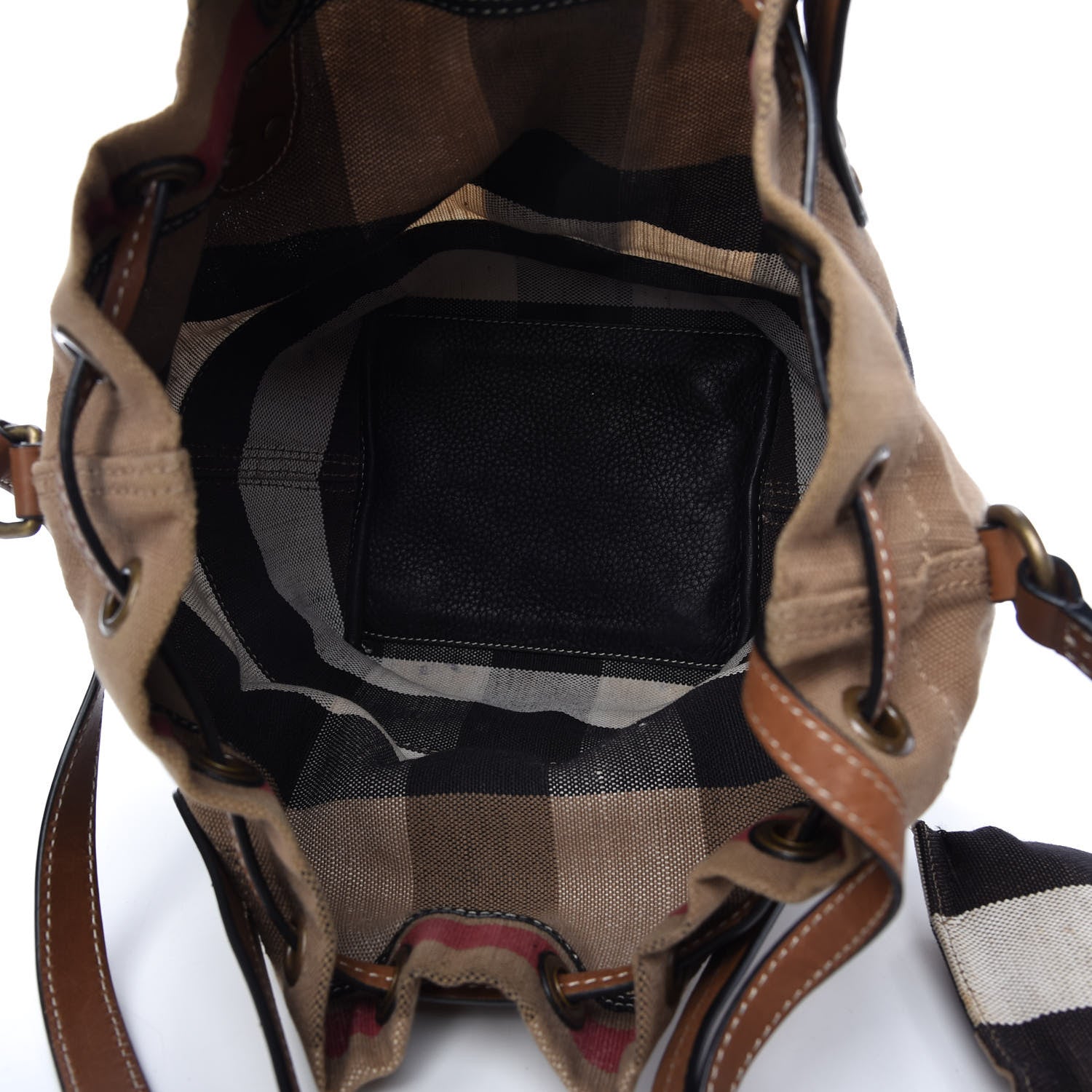Burberry Canvas Check Grainy Calfskin Heston Crossbody Black 6 of 9