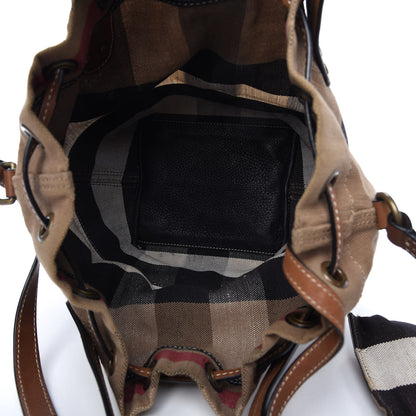 Burberry Canvas Check Grainy Calfskin Heston Crossbody Black 6 of 9