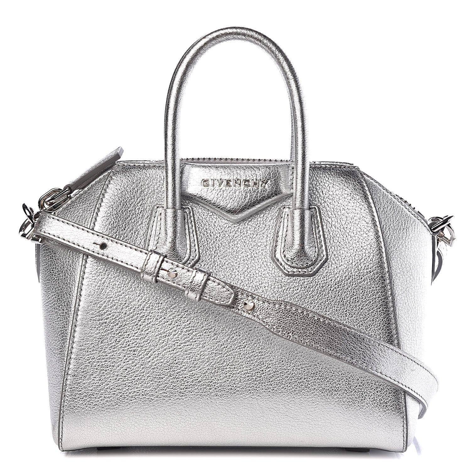 Givenchy Metallic Sugar Goatskin Mini Antigona Silver 1 of 11