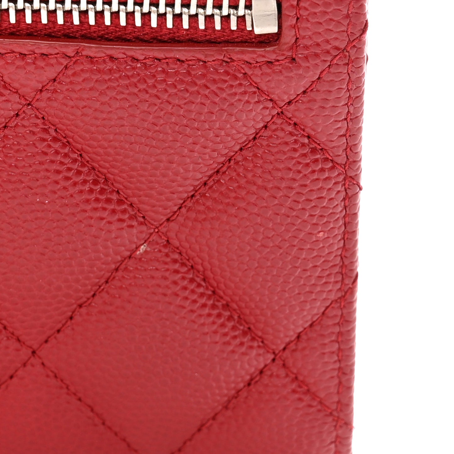 Caviar Quilted Compact Flap Wallet Dark Red