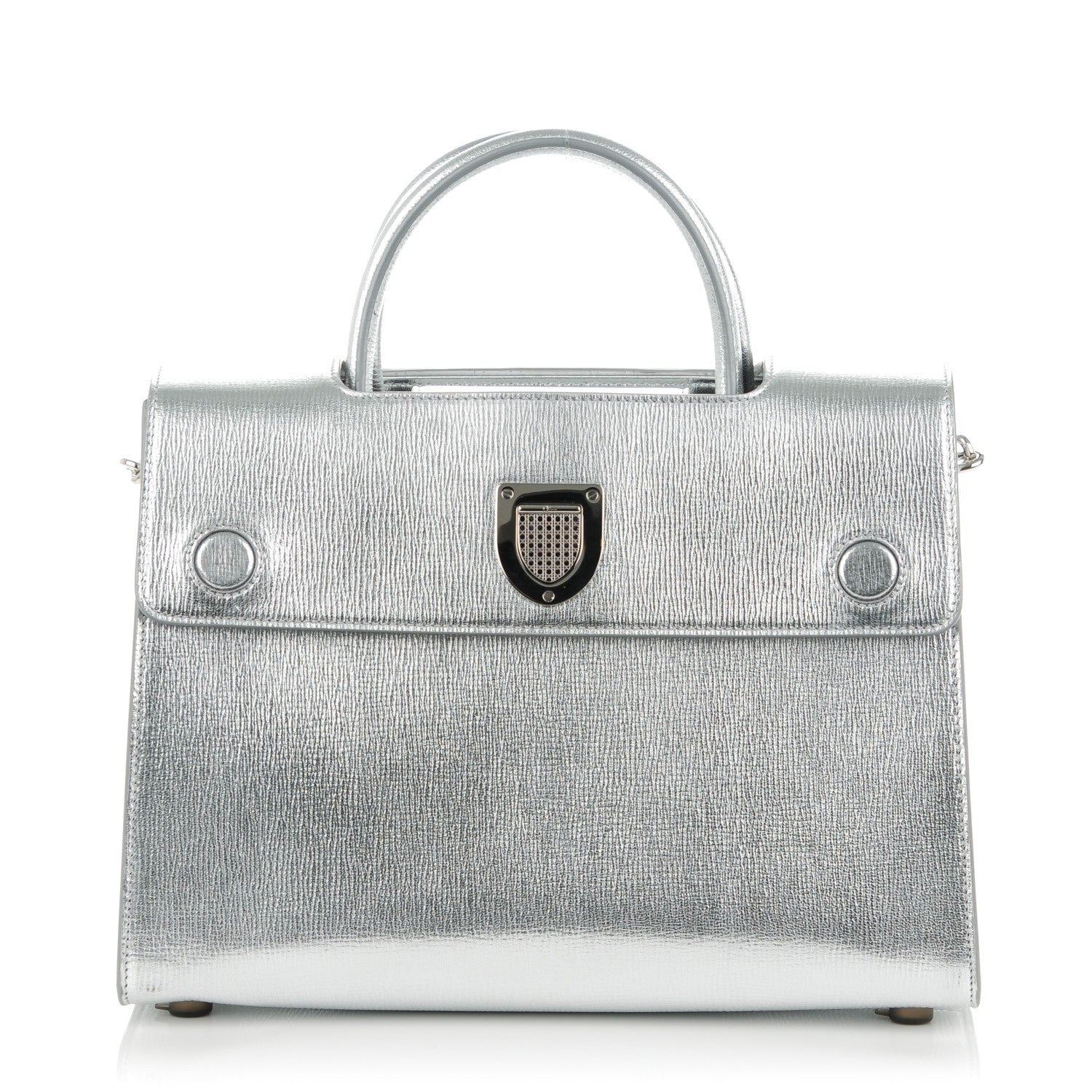 Christian Dior Grained Leather Medium Diorever Flap Silver 1 of 9