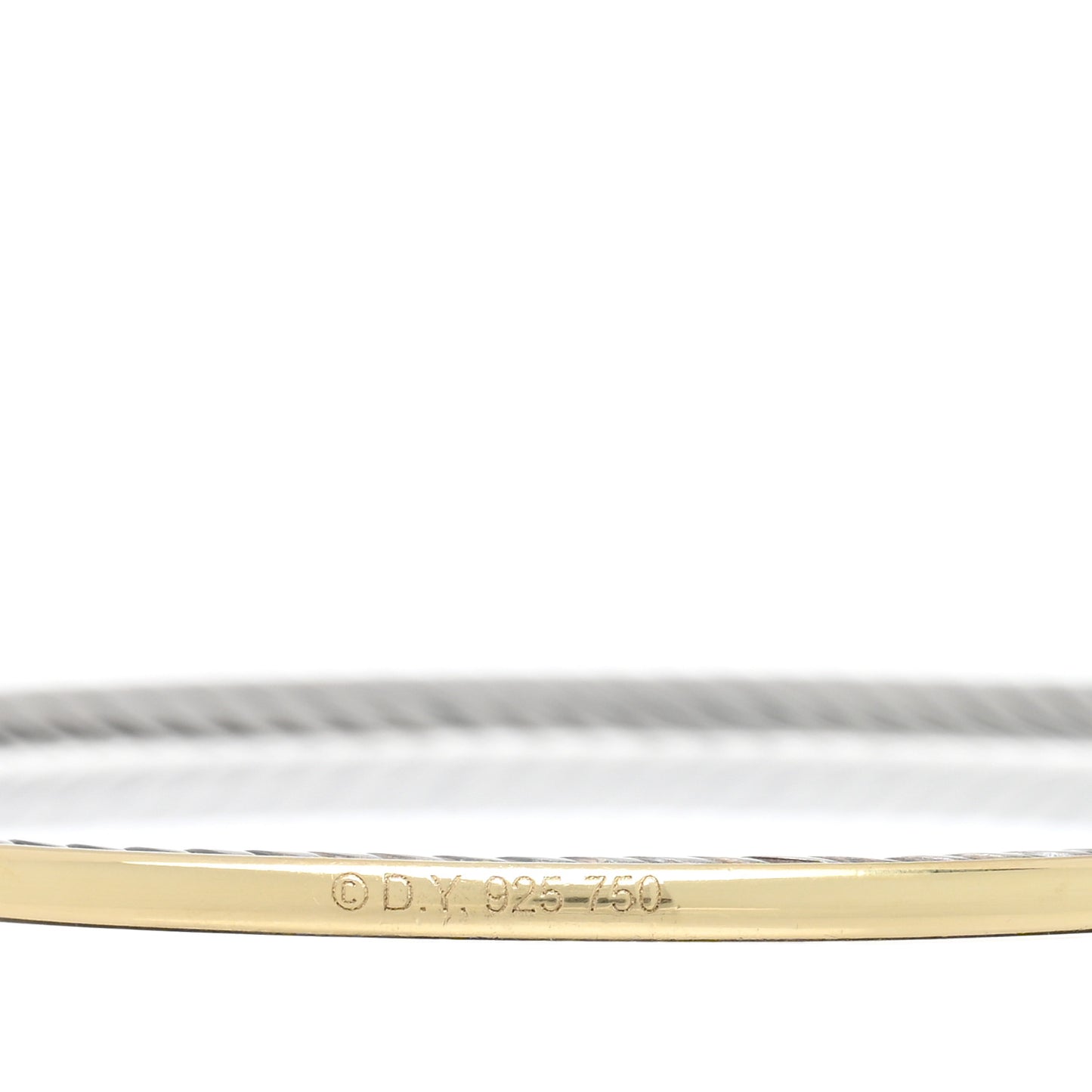 Sterling Silver 18K Yellow Gold Cable Bangle Bracelet