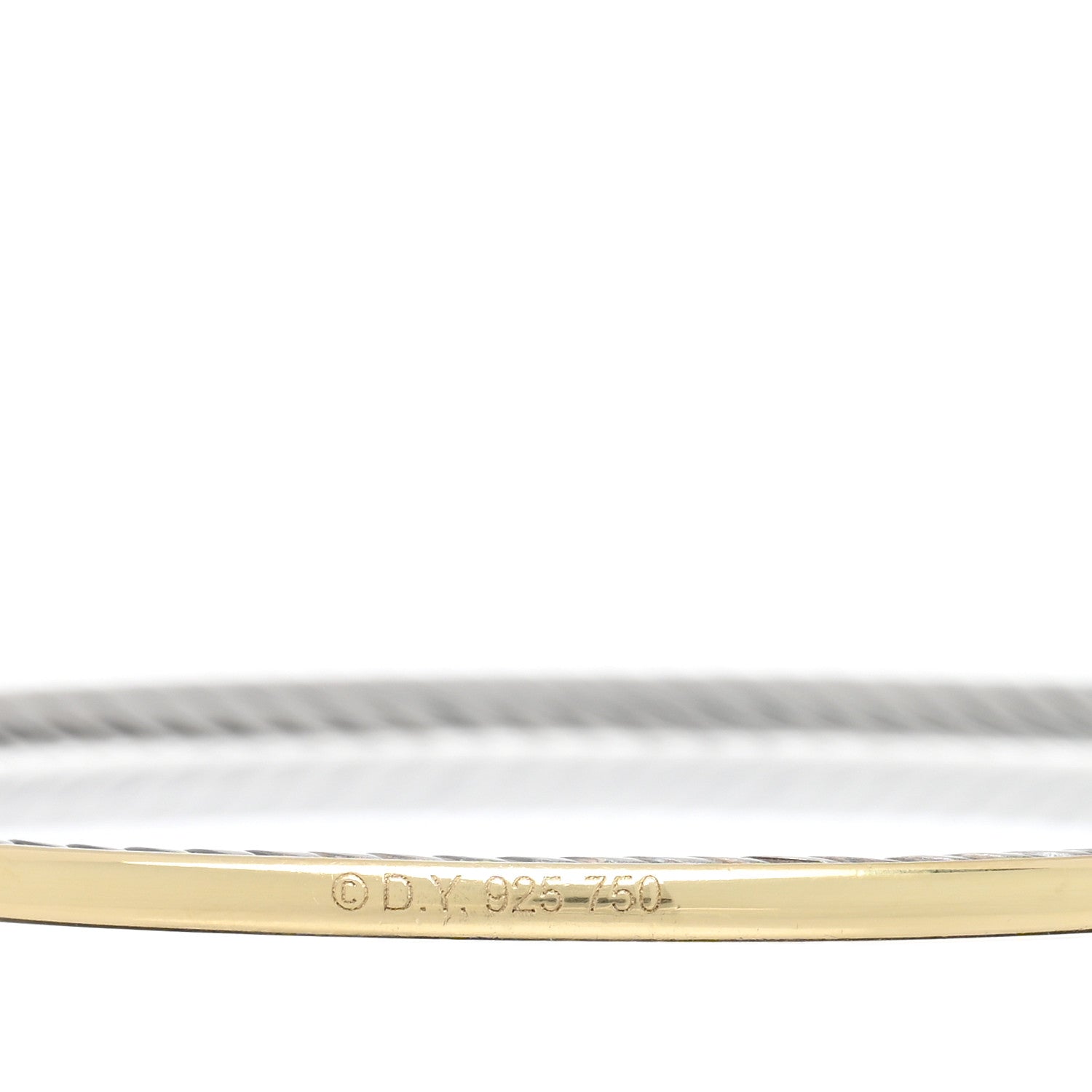 David Yurman Sterling Silver 18K Yellow Gold Cable Bangle Bracelet 2 of 3