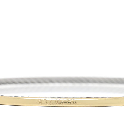 David Yurman Sterling Silver 18K Yellow Gold Cable Bangle Bracelet 2 of 3