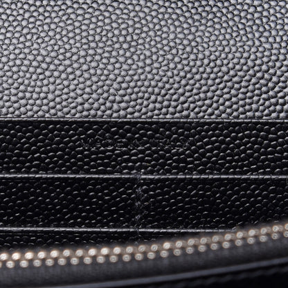 Saint Laurent Grain De Poudre Matelasse Chevron Monogram Chain Wallet Black 7 of 12