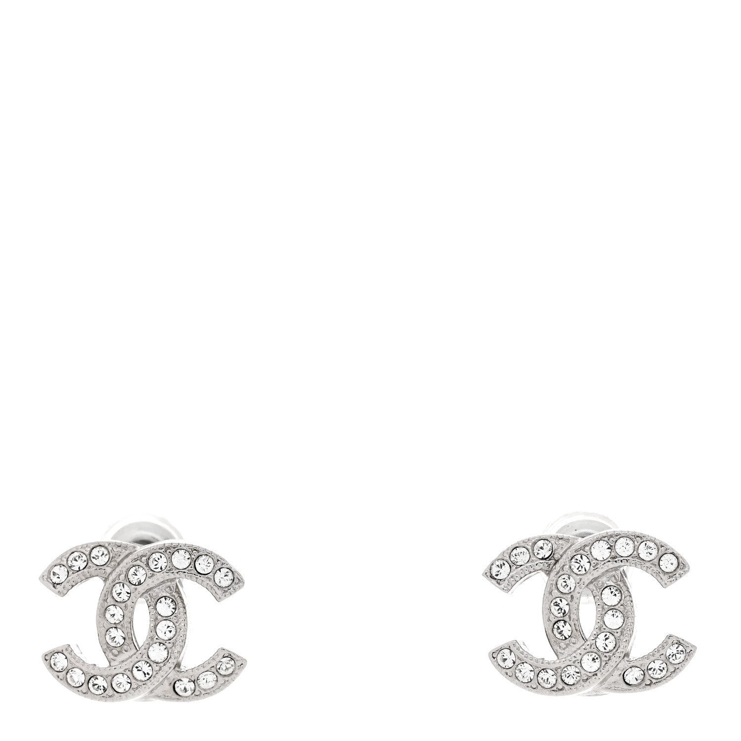 Chanel Crystal Mini Timeless CC Earrings Silver 1 of 4