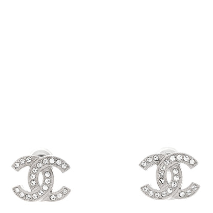 Chanel Crystal Mini Timeless CC Earrings Silver 1 of 4