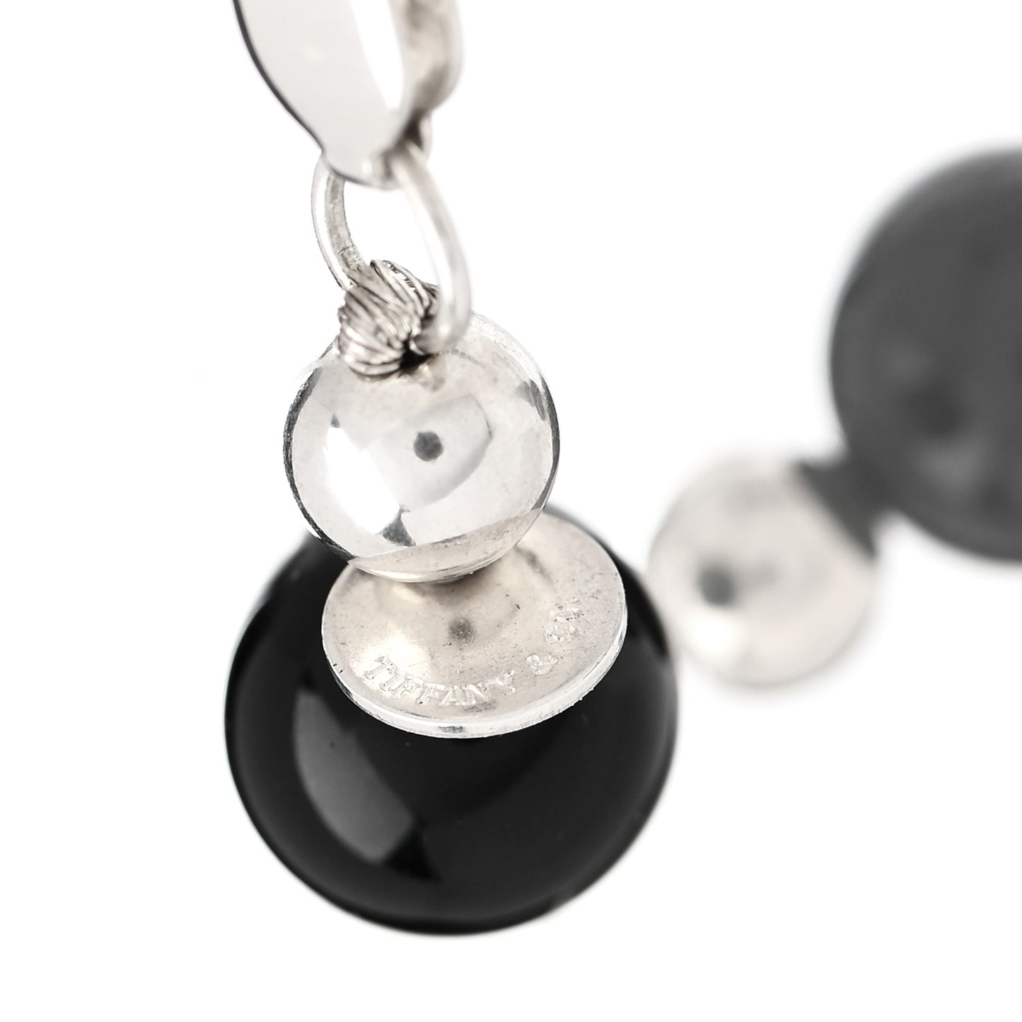 Sterling Silver Black Onyx Bead Necklace