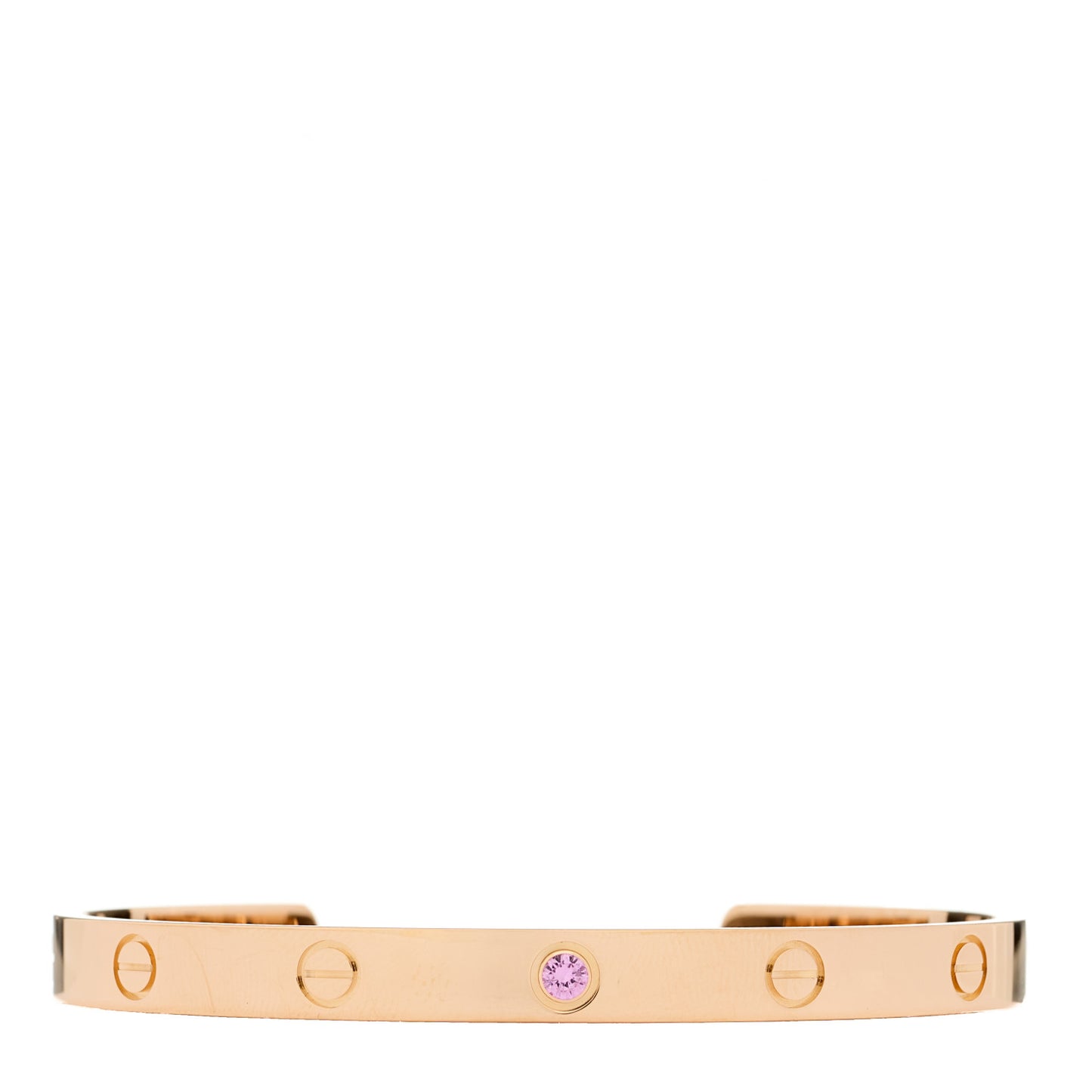 18K Pink Gold Pink Sapphire LOVE Cuff Bracelet 19