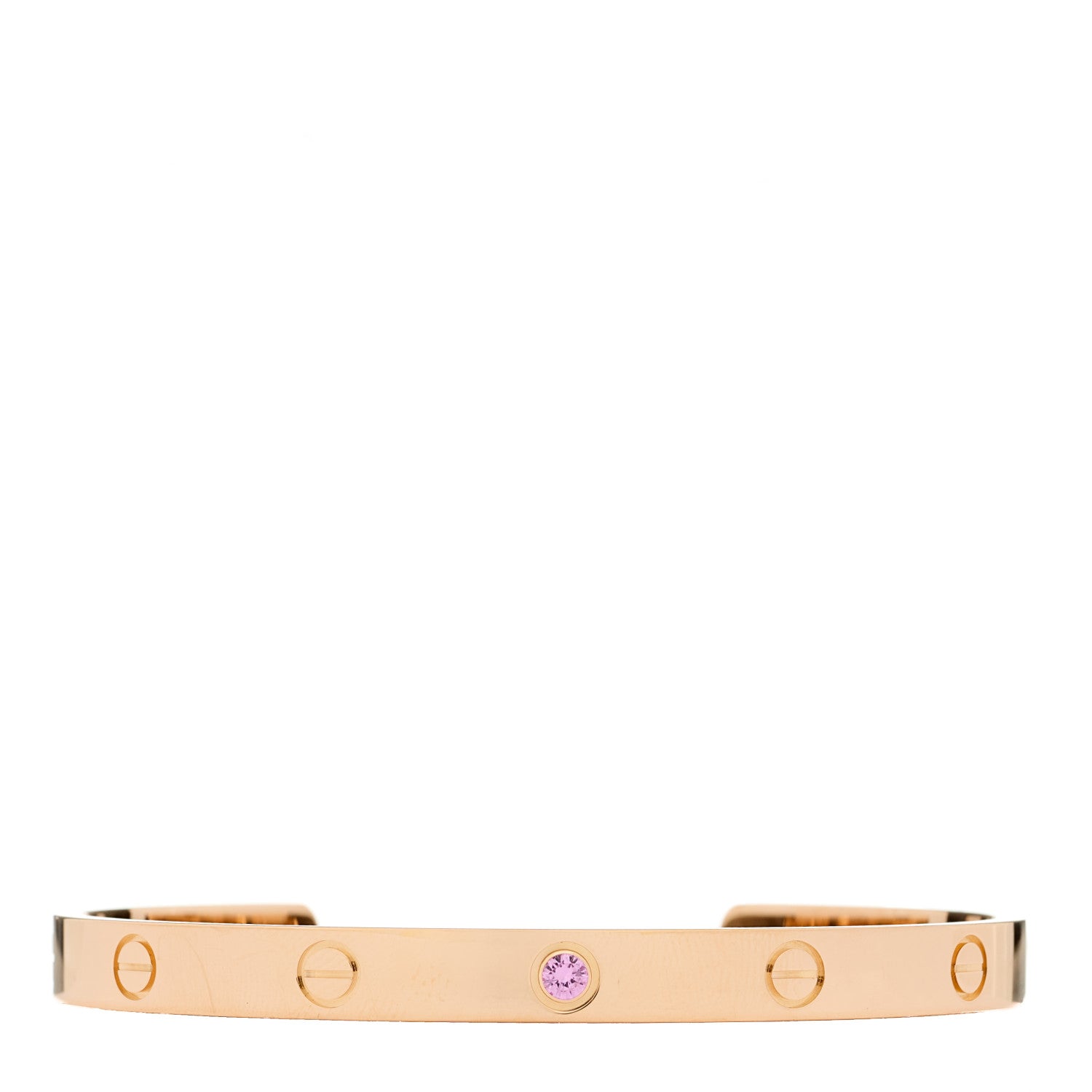 Cartier 18K Pink Gold Pink Sapphire LOVE Cuff Bracelet 19 1 of 3