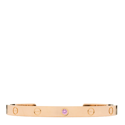 Cartier 18K Pink Gold Pink Sapphire LOVE Cuff Bracelet 19 1 of 3