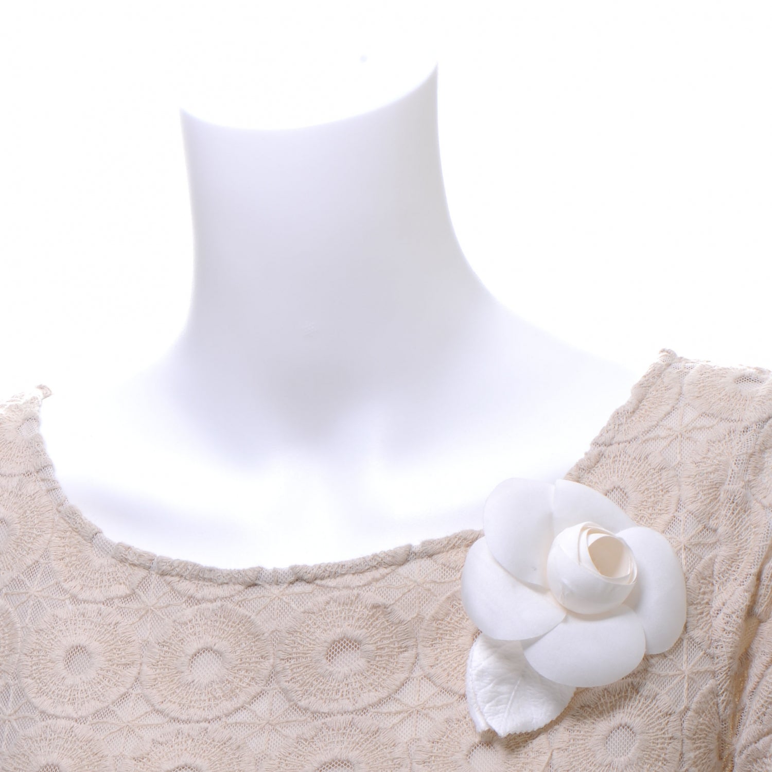 Chanel Satin Camellia Pin Brooch Ivory 2 of 4