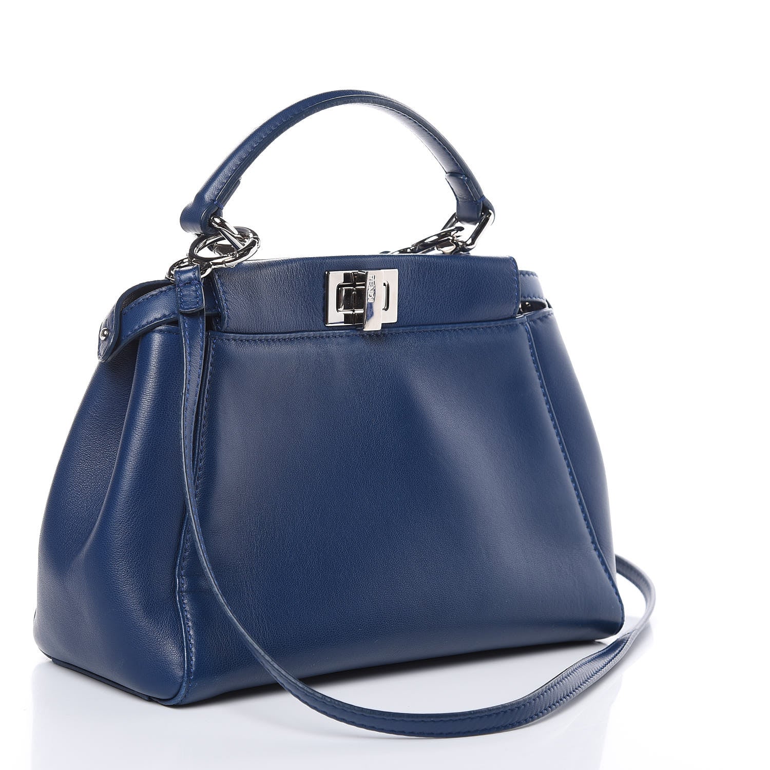 Fendi Nappa Mini Peekaboo Iconic Satchel True Blue 3 of 12