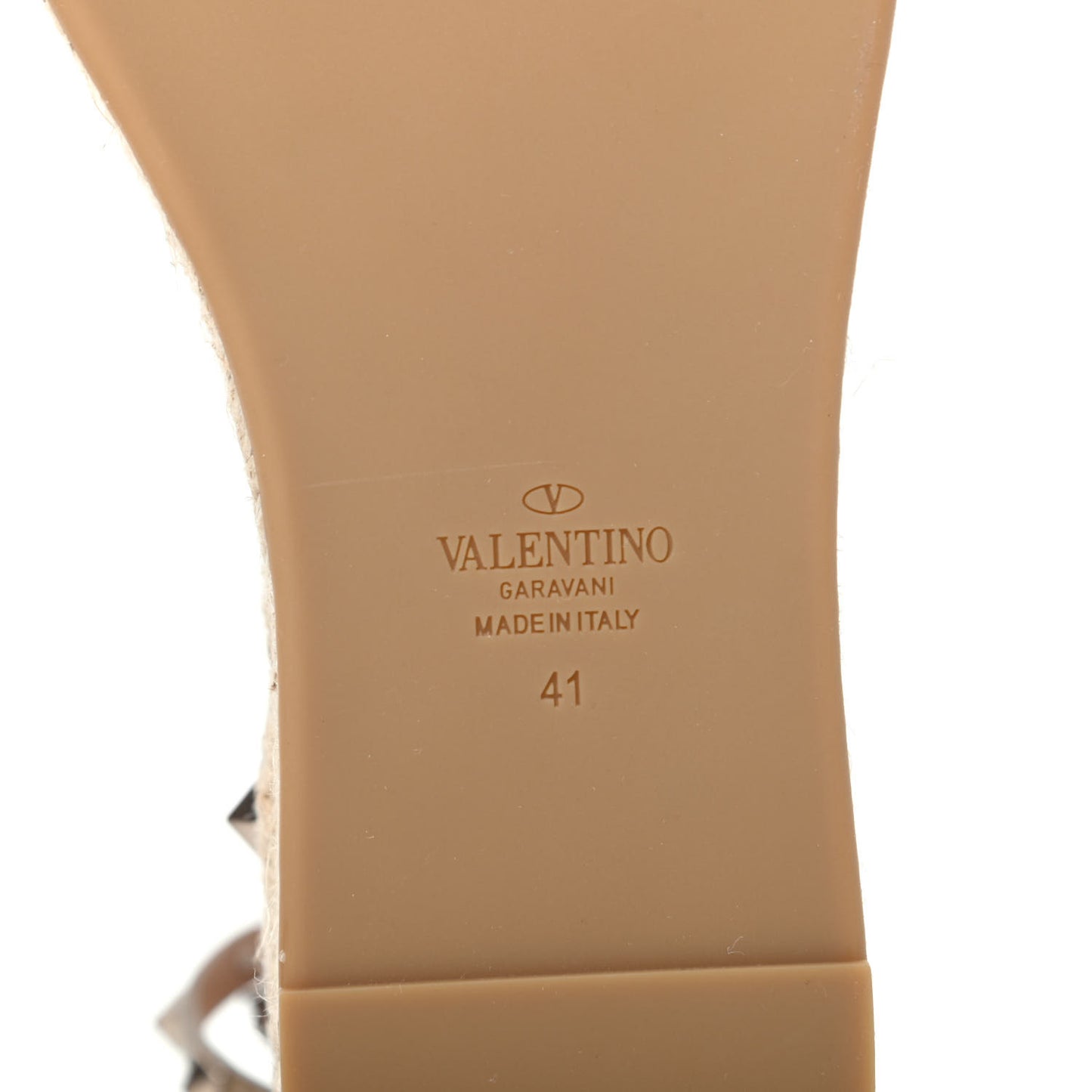 Metallic Grained Calfskin Rockstud Ankle Wrap Espadrille Flatform Sandals 41 Skin Natural